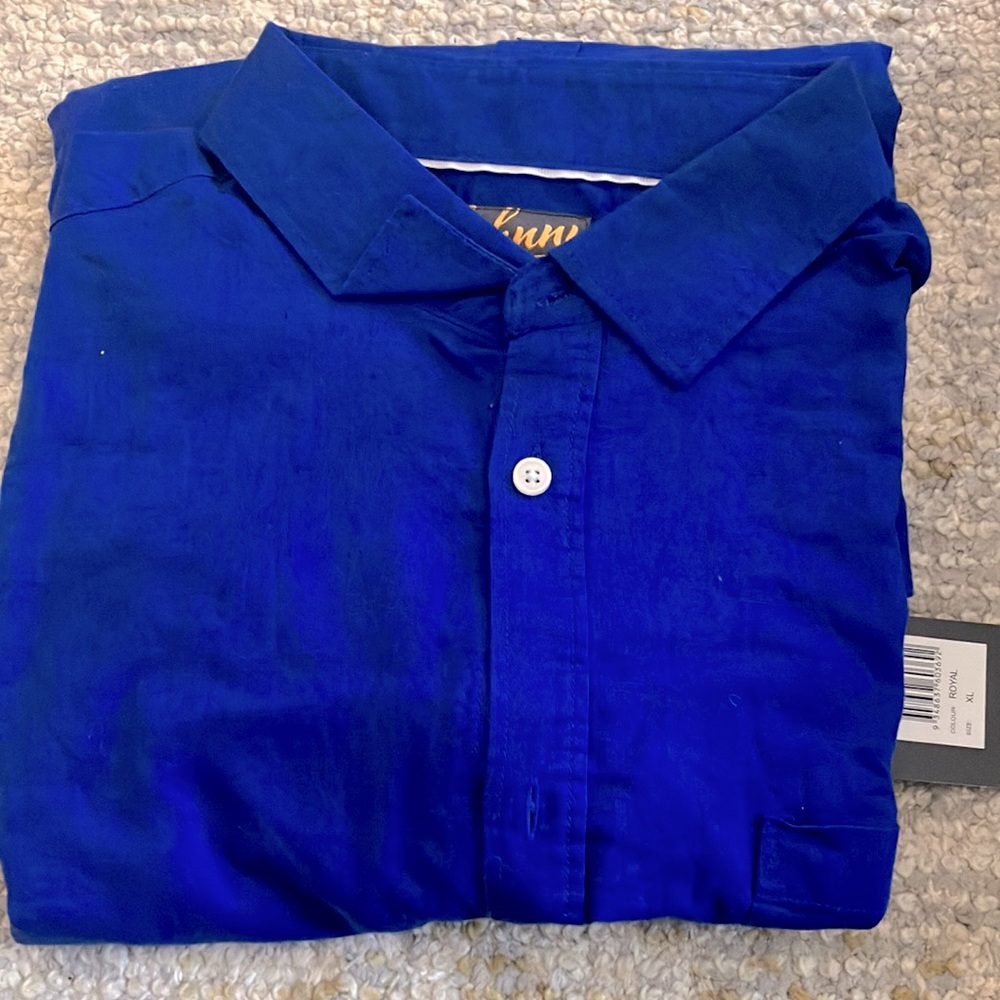 Johnny Bigg Anders Linen shirt men’s size US L (AUS XL) Royal